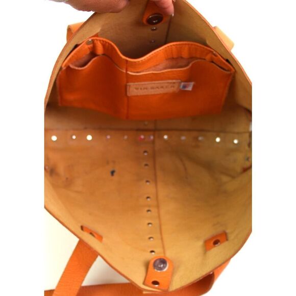 ROOMY Vin Baker TAN BROWN GENUINE LEATHER STUDS TOTE SHOULDER BAG HANDBAG PURSE - Picture 15 of 16